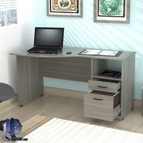 میز تحریر SDJ375 قفسه و کتابخانه دار که به عنوان میز لپ تاپ و کامپیوتر و مطالعه در کنار سرویس خواب در اتاق خواب و اتاق کار استفاده می‌شود