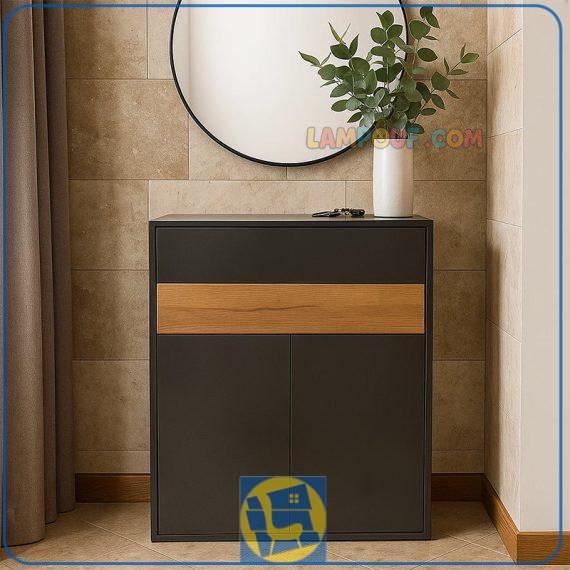 جاکفشی SHJ355 دارای دو کشو و دو درب که به عنوان استند و براکت کفش در قسمت ورودی منزل و یا در کنار سرویس خواب در اتاق خواب استفاده میشود.