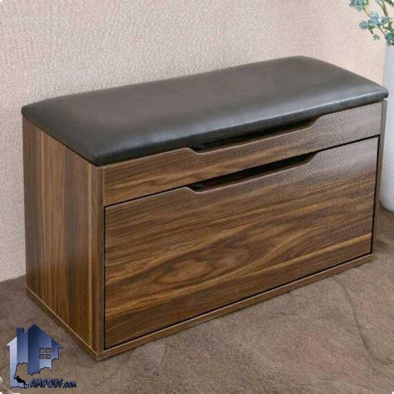 جاکفشی نیمکتدار SHJ357 دارای درب جکدار داشبوردی و طبقه (قفسه ) و باکس که به عنوان نیمکت و کمد کفش در ورودی منزل و اتاق خواب قرار میگیرد