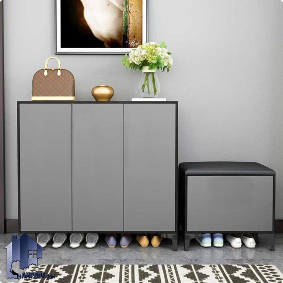 جاکفشی نیمکتدار SHJ360 دارای قفسه و درب جکدار داشبوردی که به عنوان استند و کمد کفش در ورودی منزل و اتاق و در کنار سرویس خواب قرار می‌گیرد.