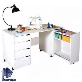 میز چرخ خیاطی SMDJ102 به صورت میز کار خانگی دارای کشو که به عنوان میز تحریر و لپ تاپ و کامپیوتر در کنار سرویس خواب در اتاق قرار میگیرد