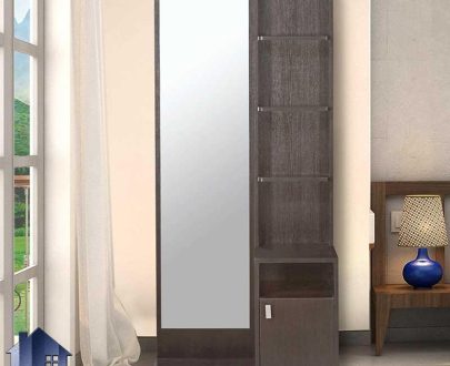 آینه قدی SMJ222 دارای قفسه و ویترین و به صورت درب دار به عنوان میز آینه ایستاده آرایش، گریم و توالت درکنار سرویس خواب در اتاق استفاده می‌شود.