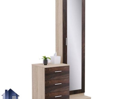 آینه قدی SMJ223 دارای کشو و دراور و درب آینه ای که به عنوان میز آرایش و توالت و گریم در کنار سرویس خواب در اتاق و سالن آرایشگاه قرار می‌گیرد
