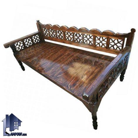 تخت سنتی سه نفره TrK291 که به عنوان تخت چوبی باغی و قهوه خانه ای در فضای باز رستوران، کافی شاپ، سفره خانه و منازل و باغ استفاده می‌شود.