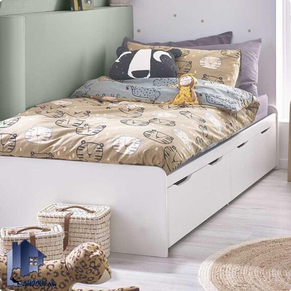 تخت خواب یک نفره SBJ194 دارای کشو و به صورت دراور دار که به عنوان تختخواب یکنفره در کنار سرویس خواب در اتاق نوجوان و بزرگسال قرار می‌گیرد.