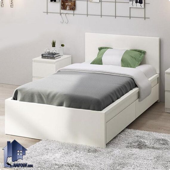 تخت خواب یک نفره SBJ196 به صورت کشو دار که به عنوان تختخواب و سرویس خواب یکنفره دارای دراور در اتاق نوجوان و بزرگسال استفاده میشود