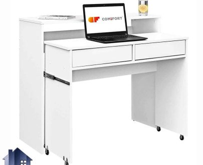 میز تحریر SDJ384 به صورت کمجا و کشویی و کشو دار که به عنوان میز کامپیوتر و لپ تاپ و گیمینگ در اتاق خواب و کار مورد استفاده قرار می‌گیرد.
