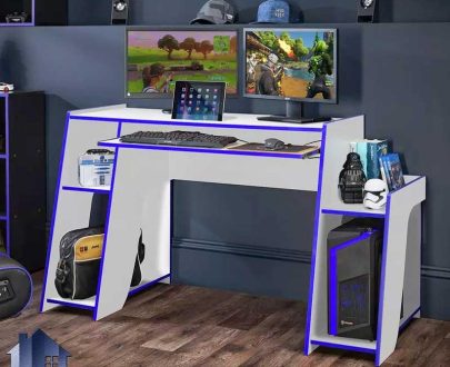 میز گیمینگ SDJ418 دارای جای کیس و به صورت قفسه دار که به عنوان میز کنسول بازی رایانه ای و کامپیوتری و یا میز تحریر، کامپیوتر استفاده می‌شود.