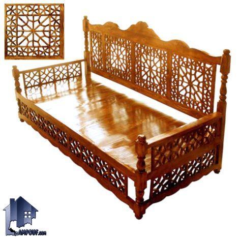 تخت سنتی چهار نفره TrK295 دارای گره چینی که به عنوان تخت چوبی باغی، قهوه خانه ای در فضای باز منازل، کافی شاپ و سفره خانه ها استفاده میشود
