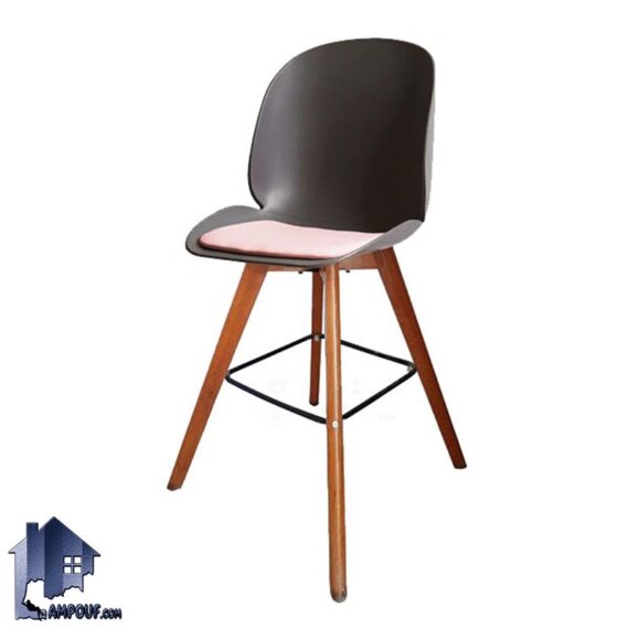 صندلی اپن رویال سافت BSO823 از جنس پلیمر با پایه چوبی که کنار میز های بار و کانتر کافی شاپ و رستوران و آشپزخانه و پذیرایی قرار میگیرد