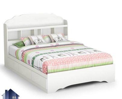 تخت خواب دو نفره DBJ180 با دو سایز کینگ و کوئین که به عنوان تختخواب و سرویس خواب کشو دار و تخت باکس تاج دار در اتاق بزرگسال استفاده می‌شود.