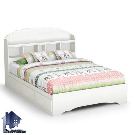 تخت خواب دو نفره DBJ180 با دو سایز کینگ و کوئین که به عنوان تختخواب و سرویس خواب کشو دار و تخت باکس تاج دار در اتاق بزرگسال استفاده می‌شود.