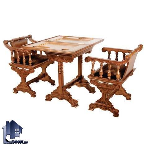 میز صندلی شطرنج و تخته نرد DTA500 تاشو و چوبی که به عنوان میز بازی و گیمینگ در پذیرایی منزل و ویلا و کافی شاپ و رستوران و... استفاده می‌شود.