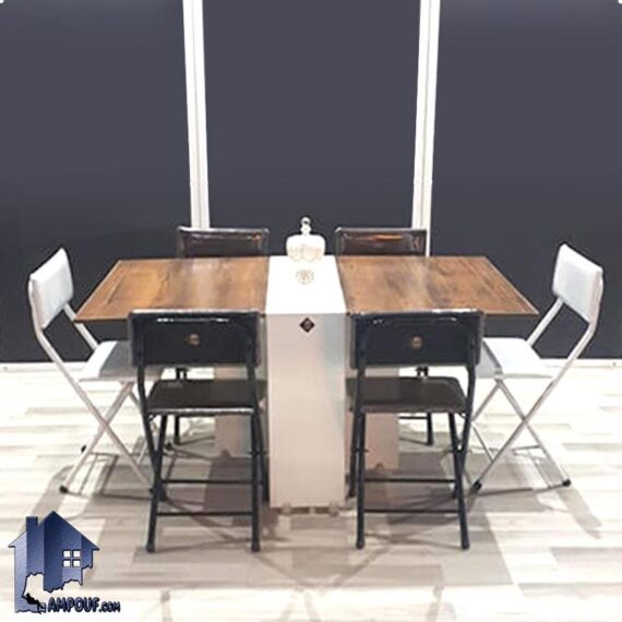 ست میز نهارخوری تبدیلی DTP101 به همراه شش صندلی که به عنوان ناهار خوری و غذا خوری در آشپزخانه و پذیرایی و کافی شاپ و رستوران قرار می‌گیرد.