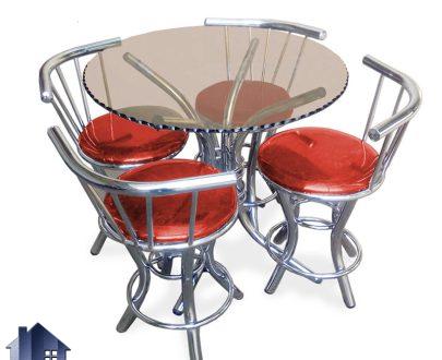 ست میز نهارخوری DTV100 دارای چهار صندلی به صورت فلزی که به عنوان ست غذا خوری و ناهار خوری در آشپزخانه و کافی شاپ و فضای باز قرار می‌گیرد.