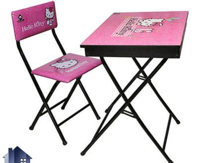 میز تحریر باکس دار طرح دار STDP100 به صورت تاشو با طرح کارتونی که به عنوان میز و صندلی تحصیلی و مطالعه برای اتاق کودک و نوجوان استفاده می‌شود