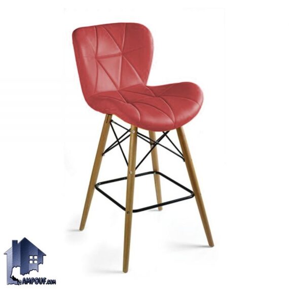 صندلی اپن زین اسبی BSO824 به صورت زین اسبی با پایه چوبی ایفلی که در کنار انواع میز بار و کانتر در آشپزخانه و پذیرایی و کافی شاپ قرار می‌گیرد.