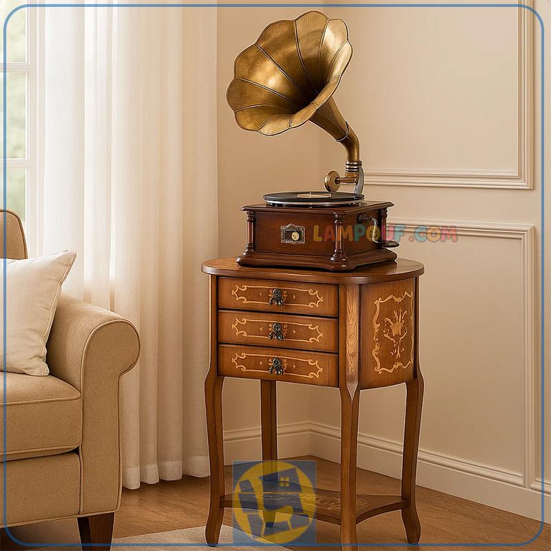 BSTA108-1 میز تلفن BSTA108 به صورت کشو دار و دارای معرق کاری که به عنوان میز آباژور و کنسول و پاتختی در پذیرایی و اتاق در کنار سرویس خواب قرار میگیرد.