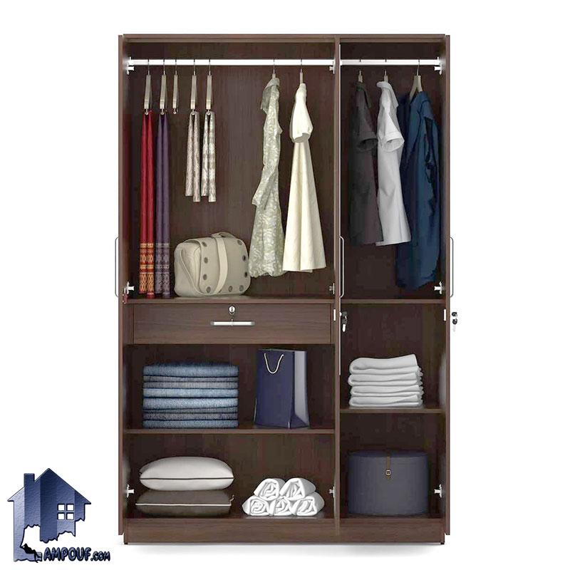 کمد جالباسی LHJ334 دارای قفسه و کشو و میله آویز رگال لباس و دارای درب آینه دار در کنار سرویس خواب و با کمد دیواری اتاق خواب استفاده میشود.