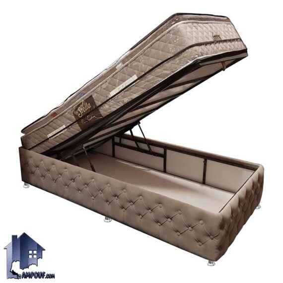 باکس لمسه جکدار یک نفره SBD104 به عنوان تخت خواب و سرویس خواب صندوق دار پارچه و چرم با استراکچر فلزی در اتاق نوجوان و بزرگسال قرار میگیرد.