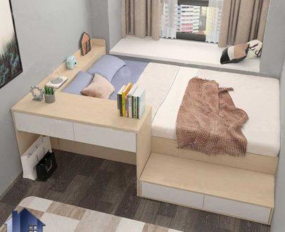 تخت خواب یک نفره SBJ209 دارای میز تحریر و کشو دار که به عنوان تختخواب و سرویس خواب کمجا در اتاق نوجوان و بزرگسال مورد استفاده قرار می‌گیرد.