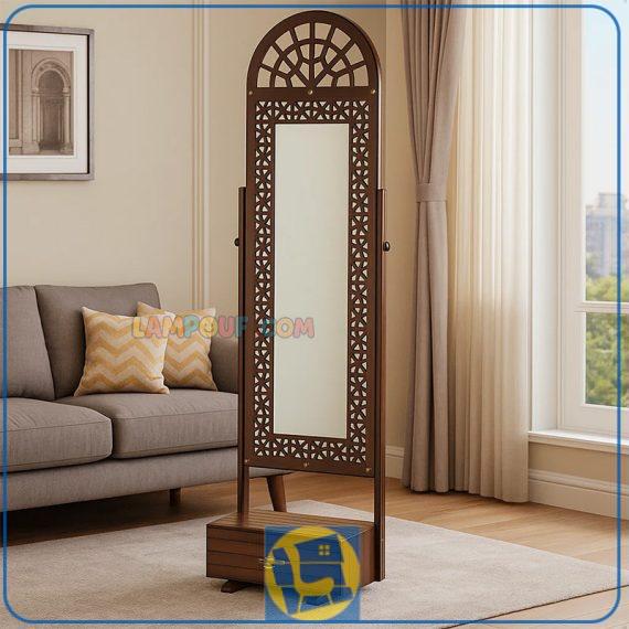 آینه قدی SMA016 به صورت کشو دار دارای تنظیم زاویه آینه که به عنوان آینه گریم و توالت ایستاده در کنار سرویس خواب و یا سالن آرایش قرار می‌گیرد.