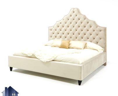 تخت خواب دو نفره DBD107 که به عنوان ست تاج باکس لمسه و چستر با سایز کینگ و کوئین در کنار سرویس خواب در اتاق مورد استفاده قرار می‌گیرد.