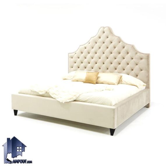 تخت خواب دو نفره DBD107 که به عنوان ست تاج باکس لمسه و چستر با سایز کینگ و کوئین در کنار سرویس خواب در اتاق مورد استفاده قرار میگیرد.