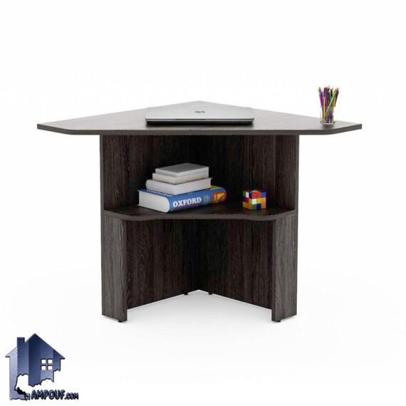 میز لپ تاپ گوشه ای SDJ393 به صورت قفسه دار که به عنوان میز کامپیوتر و تحریر و میز کار کنجی در کنار سرویس خواب در اتاق استفاده نمایید.