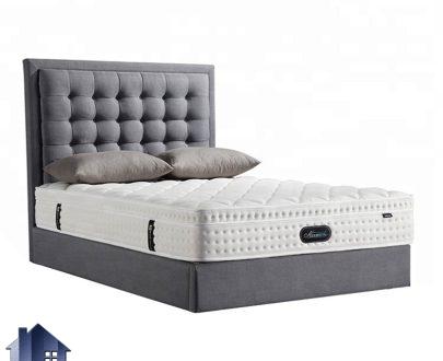 تخت خواب دو نفره DBD113 با طراحی چستر و لمسه دوزی شده که به عنوان ست تاج باکس و تختخواب دونفره کینگ و کوئین در اتاق خواب قرار می‌گیرد.