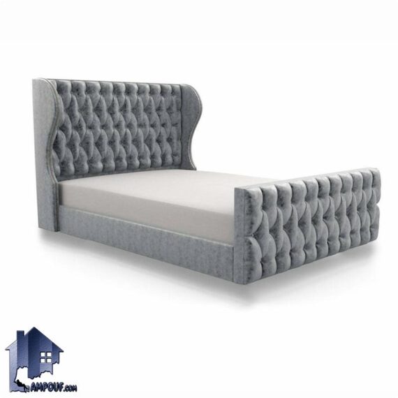 تخت خواب دو نفره DBD114 به صورت چستر و لمسه دار که به عنوان ست تاج باکس و تختخواب دو نفره کینگ و کوئین در کنار سرویس خواب قرار میگیرد.