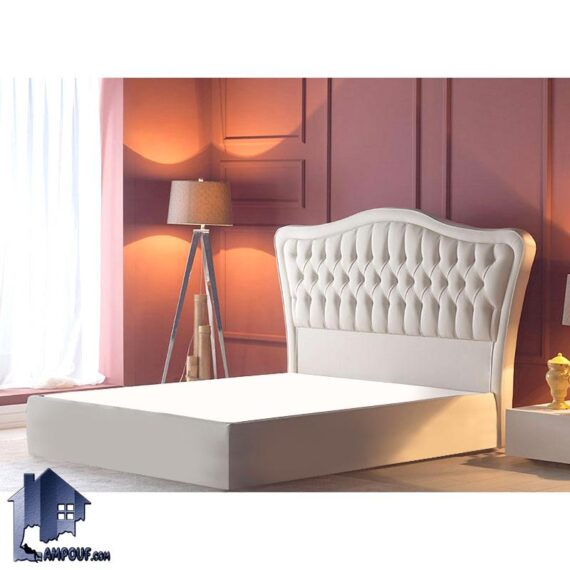 تخت خواب دو نفره DBD115 به صورت چستر و لمسه شده که به عنوان تختخواب و ست تاج باکس دونفره کینگ و کوئین در کنار سرویس خواب قرار میگیرد.