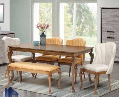 ست میز نهارخوری DTB80 چوبی به همراه صندلی که به عنوان ناهار خوری و غذا خوری در آشپزخانه و پذیرایی و کافی شاپ و رستوران استفاده می‌شود.