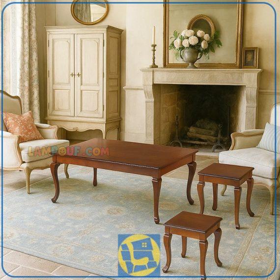 میز جلومبلی HOB162 دارای دو عسلی چوبی که به عنوان میز و اتومان پذیرایی در تی وی روم و جلوی مبلمان خانگی و اداری استفاده می‌شود.