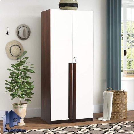 کمد جالباسی LHJ340 دو درب دارای میله آویز رگال لباس و قفسه دار به عنوان کمد دیواری و استند کفش و لباس در کنار سرویس خواب قرار میگیرد.