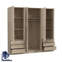 کمد جالباسی LHJ342 دارای میله آویز رگال لباس و به صورت قفسه دار و کشو دار که به عنوان کمد دیواری در کنار سرویس خواب در اتاق استفاده میشود.