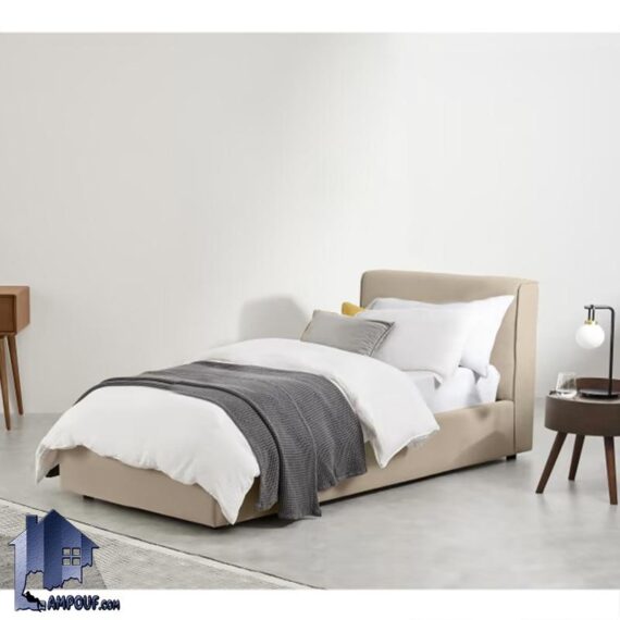 تخت خواب یک نفره SBD117 به عنوان ست تاج باکس و تختخواب یکنفره پارچه ای و چرمی در کنار سرویس خواب در اتاق نوجوان و بزرگسال قرار می‌گیرد
