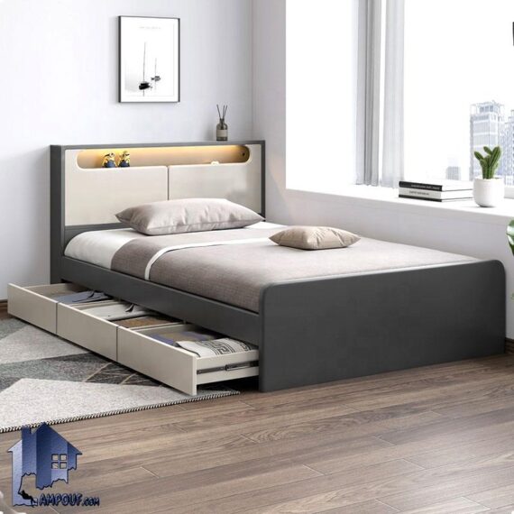 تخت خواب یک نفره SBJ212 کشو دار دارای تاج درب دار که به عنوان تختخواب و سرویس خواب یکنفره کمجا در اتاق نوجوان و بزرگسال قرار میگیرد.