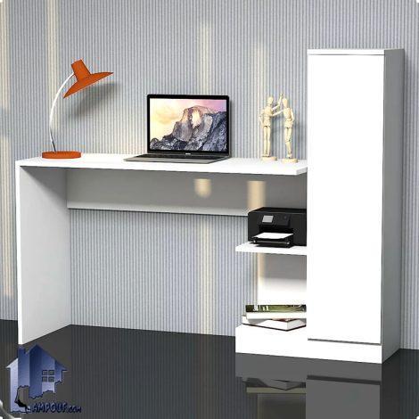 میز تحریر SDJ110 کتابخانه دار دارای کمد درب دار برای کتاب که به عنوان میز کامپیوتر و کار و لپ تاپ و گیمینگ و ترید در اتاق خواب قرار میگیرد.