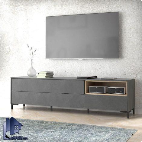 میز تلویزیون مدل TTJ112 دارای قفسه و کشو دار با پایه فلزی که به عنوان زیر تلویزیونی و استند ال سی دی در تی وی روم و پذیرایی قرار می‌گیرد.