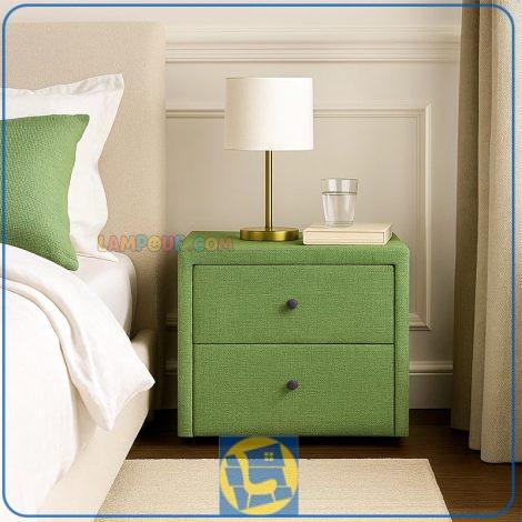 پاتختی BSTJ153 پارچه ای یا چرمی کشو دار که به عنوان میز آباژور و تلفن در کنار تخت خواب و ست تاج باکس و سرویس خواب در اتاق قرار می‌گیرد.