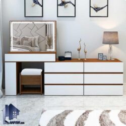 میز آرایش لامپ دار DJ629 کشو دار دارای آینه با نور مخفی رینگ لایت یا دیلایت به عنوان میز گریم، توالت هالیوودی یا کنسول و دراور استفاده میشود.