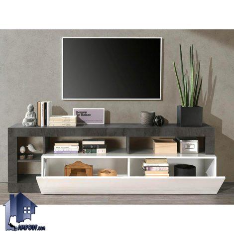 میز تلویزیون مدل TTJ114 قفسه دار و دارای درب داشبوردی جکدارکه به عنوان زیر تلویزیونی، میز ال سی دی LCD در تی وی روم و پذیرایی قرار می‌گیرد.