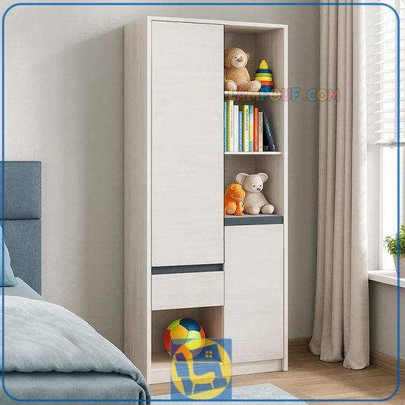 کتابخانه BCSJ110 دارای کشو و ویترین و قفسه درب دار که به عنوان جاکتابی و کمد کتاب و لوازم تزئینی در کنار سرویس خواب در اتاق قرار میگیرد.
