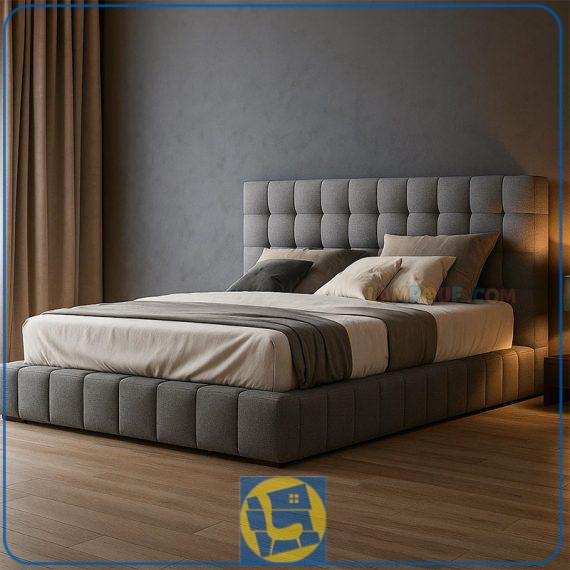 تخت خواب دو نفره DBD120 که به عنوان ست تاج باکس لمسه شده و چستر کینگ و کوئین دونفره در کنار سرویس خواب در اتاق خواب استفاده می‌شود.