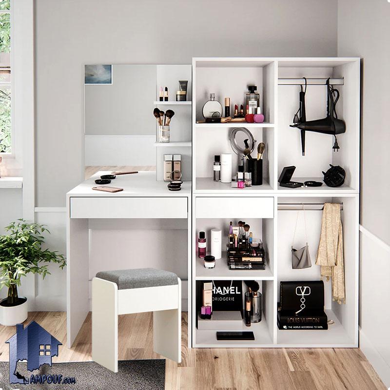 DJ633 (2) میز آرایش DJ633 دارای جالباسی و کشو که به عنوان میز گریم و توالت و کنسول و دراور آینه دار در کنار سرویس خواب در اتاق خواب استفاده میشود.