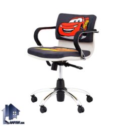 صندلی کامپیوتر کودک AGP کد ESAM100 دارای طرح ماشین ها که دارای پایه چرخ دار پنجپر و جکدار با مکانیز تیلت که در کنار میز تحریر قرار میگیرد.