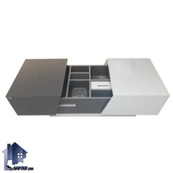 میز جلومبلی دانژه HODi165 با صفحه کشویی که به عنوان جلو مبلی خانگی و اداری در پذیرایی و تی وی روم و سالن انتظار و اتاق مدیریت استفاده میشود.