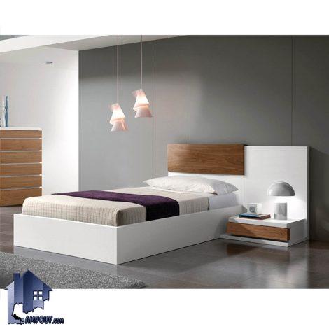 تخت خواب یک نفره SBJ220 به صورت پاتختی دار که به عنوان تخت باکس تاج دار و تختخواب و سرویس خواب یکنفره در اتاق نوجوان و بزرگسال قرار می‌گیرد.