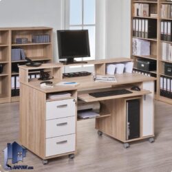 میز کامپیوتر SDJ125 دارای جای کیس و قفسه و کشو دار که به عنوان میز گیمینگ و تحریر و لپ تاپ و میز کار و ترید در کنار سرویس خواب قرار میگیرد.